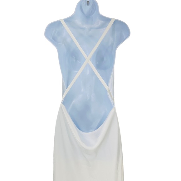 Norma Kamali Cross Back Bias Formal Satin Gown with Train in Snow White Size M - Picture 7 of 12